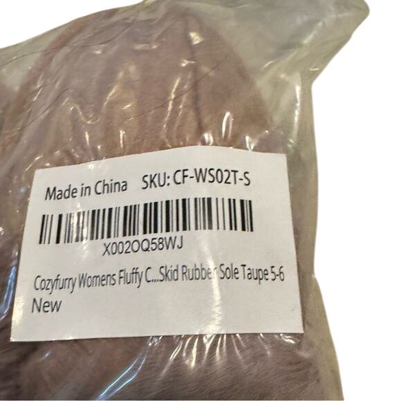 COZYFURRY Fluffy Rubber Sole in Taupe Size 5-6 New with Tag - Picture 7 of 7